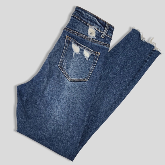 Angel Designed in Los Angeles Size 7 Skinny Jeans, Dark Wash Distressed Denim - Picture 14 of 14